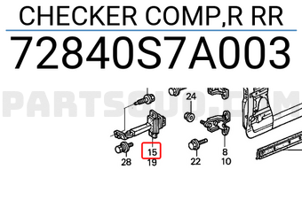 Honda 72840S7A003 CHECKER COMP,R RR