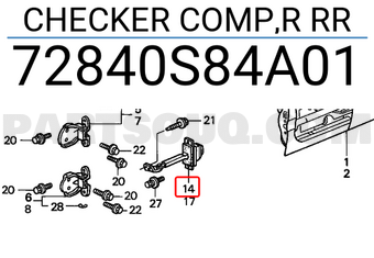 Honda 72840S84A01 CHECKER COMP,R RR