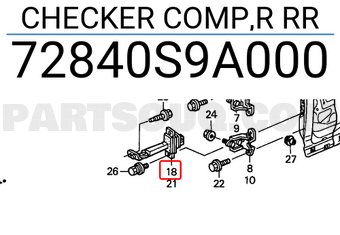 Honda 72840S9A000 CHECKER COMP,R RR