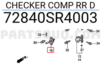 Honda 72840SR4003 CHECKER COMP RR D
