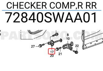 Honda 72840SWAA01 CHECKER COMP,R RR
