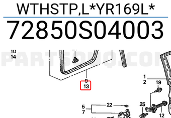 Honda 72850S04003 WTHSTP,L*YR169L*