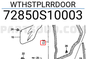 Honda 72850S10003 WTHSTPLRRDOOR