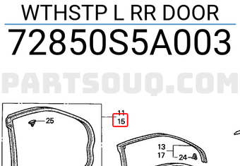 Honda 72850S5A003 WTHSTP L RR DOOR