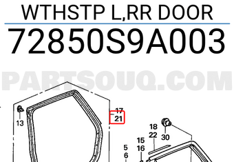 Honda 72850S9A003 WTHSTP L,RR DOOR