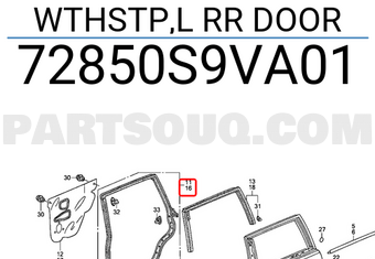Honda 72850S9VA01 WTHSTP,L RR DOOR
