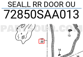 Honda 72850SAA013 SEAL,L RR DOOR OU