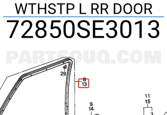Honda 72850SE3013 WTHSTP L RR DOOR