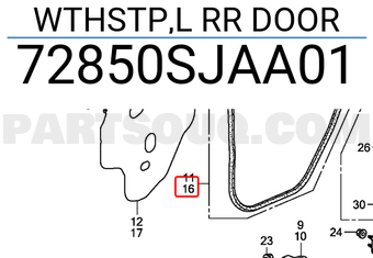 Honda 72850SJAA01 WTHSTP,L RR DOOR