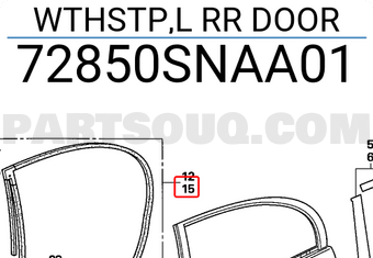 Honda 72850SNAA01 WTHSTP,L RR DOOR