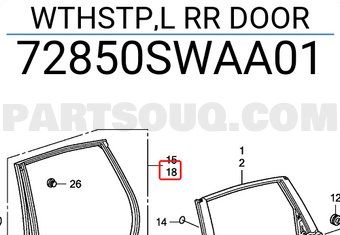 Honda 72850SWAA01 WTHSTP,L RR DOOR