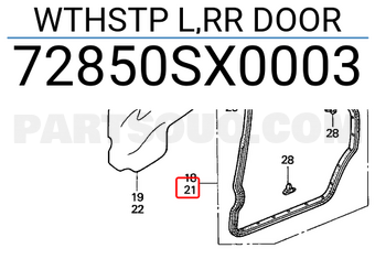 Honda 72850SX0003 WTHSTP L,RR DOOR