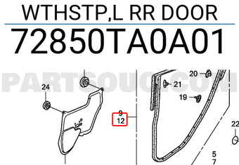 Honda 72850TA0A01 WTHSTP,L RR DOOR