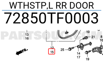 Honda 72850TF0003 WTHSTP,L RR DOOR