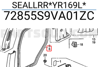 Honda 72855S9VA01ZC SEALLRR*YR169L*
