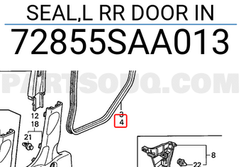 Honda 72855SAA013 SEAL,L RR DOOR IN
