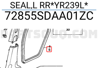 Honda 72855SDAA01ZC SEAL,L RR*YR239L*
