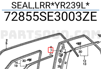 Honda 72855SE3003ZE SEAL,LRR*YR239L*