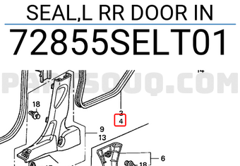 Honda 72855SELT01 SEAL,L RR DOOR IN