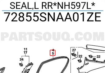 Honda 72855SNAA01ZE SEAL,L RR*NH597L*