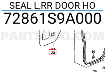 Honda 72861S9A000 SEAL L,RR DOOR HO