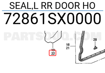 Honda 72861SX0000 SEAL,L RR DOOR HO