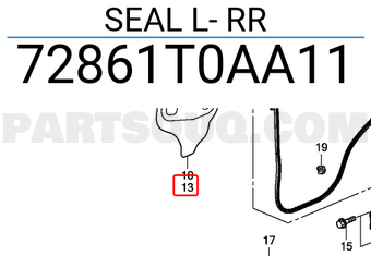 Honda 72861T0AA11 SEAL L- RR