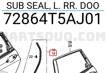 Honda 72864T5AJ01 SUB SEAL, L. RR. DOO