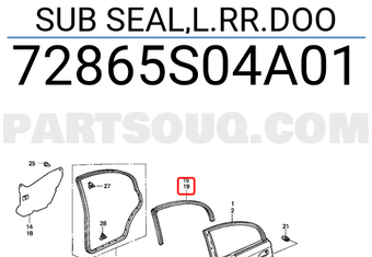 Honda 72865S04A01 SUB SEAL,L.RR.DOO