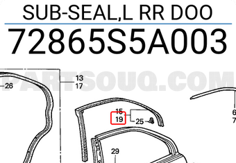 Honda 72865S5A003 SUB-SEAL,L RR DOO