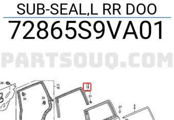 Honda 72865S9VA01 SUB-SEAL,L RR DOO