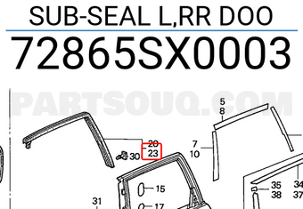 Honda 72865SX0003 SUB-SEAL L,RR DOO