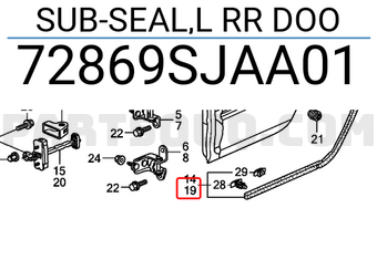 Honda 72869SJAA01 SUB-SEAL,L RR DOO