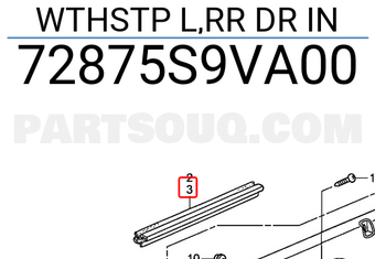 Honda 72875S9VA00 WTHSTP L,RR DR IN