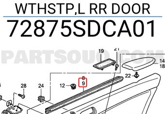 Honda 72875SDCA01 WTHSTP,L RR DOOR
