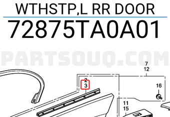 Honda 72875TA0A01 WTHSTP,L RR DOOR