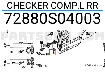 Honda 72880S04003 CHECKER COMP,L RR