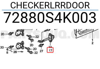 Honda 72880S4K003 CHECKERLRRDOOR