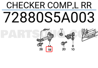 Honda 72880S5A003 CHECKER COMP,L RR