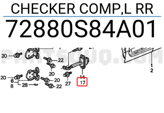 Honda 72880S84A01 CHECKER COMP,L RR