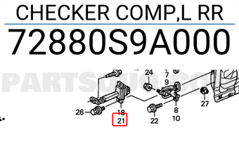 Honda 72880S9A000 CHECKER COMP,L RR