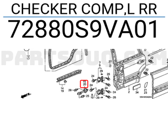 Honda 72880S9VA01 CHECKER COMP,L RR