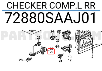 Honda 72880SAAJ01 CHECKER COMP,L RR