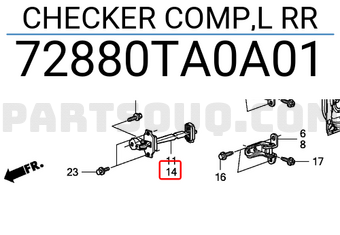 Honda 72880TA0A01 CHECKER COMP,L RR