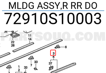 Honda 72910S10003 MLDG ASSY,R RR DO