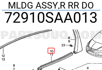 Honda 72910SAA013 MLDG ASSY,R RR DO