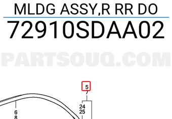 Honda 72910SDAA02 MLDG ASSY,R RR DO