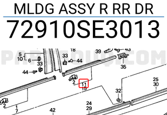 Honda 72910SE3013 MLDG ASSY R RR DR