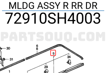 Honda 72910SH4003 MLDG ASSY R RR DR