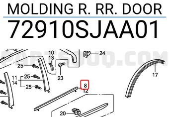 Honda 72910SJAA01 MOLDING R. RR. DOOR
